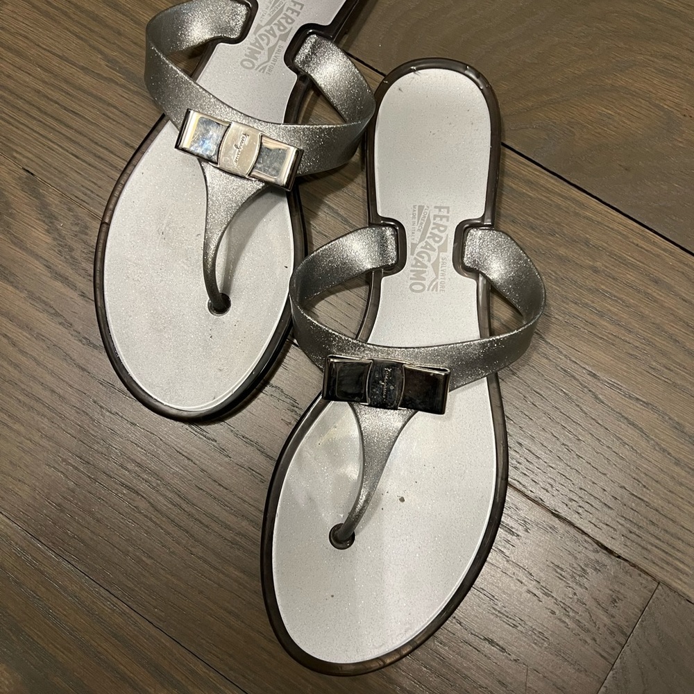 100% Authentic Salvatore Ferragamo Glittery Jelly Sandals